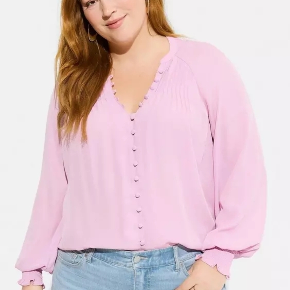 Business-Interview-Exec Torrid Georgette Smocked Blouson Sleeve Blouse SIZE 3x